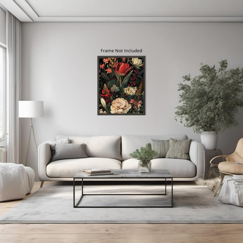 Posterizer 1 pcs-unique surreal coral orange and beige flowers-Floral & Botanical Art-Abstract & Modern Art-Decor for Home & Office- UNFRAMED Wall...