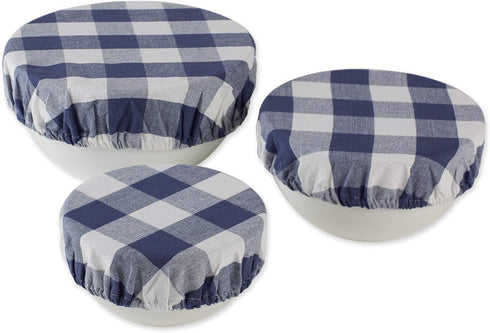 DII Reusable Cloth Bowl Cover Collection Machine Washable, Cotton with Elastic Stretch for Food Storage, 10.25"/8.25"/7.5" Diameter, Farmhouse Pla...