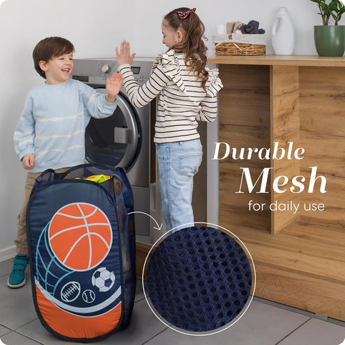 Handy Laundry Collapsible Mesh Pop Up Hamper with Wide Opening and Side Pocket - Breathable, Sturdy, Foldable, and Space-Saving Design for Clothes...