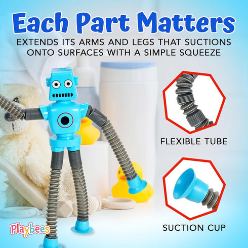 Telescopic Suction Cup Robot Toys 6-PACK Shape Changing Educational Fidget Toys with Remote Control Sensory Toys ADHD Autistic Stimulating Creativ...