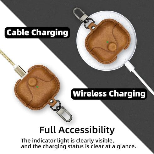 AirPods 3 Case, Airpods 3rd Leather Portable Protective Case Cover Men with Keychain Loss Prevention Clip Supports Wireless Charging Compatible wi...