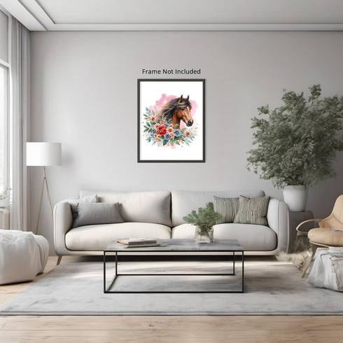 Posterizer 1 pcs-Boho Horse Rustic Farmhouse Barn Decor-Art for Animal Lovers-Floral Botanical Art-Gifts for Women-Living Room Bedroom Decor- unfr...