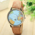 Unisex Retro Bronze Case Global Travel by Plane World Map PU Leather Band Quartz Watch...