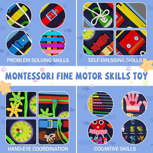 Gojmzo Busy Board Montessori Toys for 1 2 3 4 Year Old Boys & Girls Gifts, Sensory Toys for Toddlers 1-3, Educational Travel Toys, Preschool Activ...