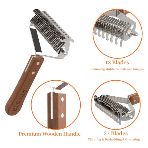 Dog Brush for Shedding, Pet Grooming Brush, Double Side Shedding and Dematting Undercoat Rake Comb Deshedder Brush for Long Haired Dogs and Cats, ...