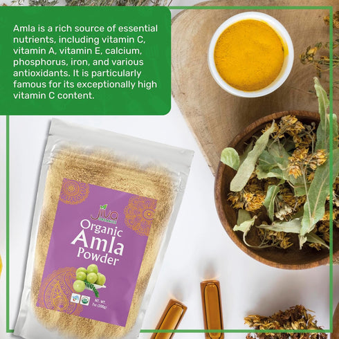 Jiva Organics Organic Pure Amla Berry Powder, 7 Ounce - Food Grade & Non-GMO - for Cooking & Beauty Care...