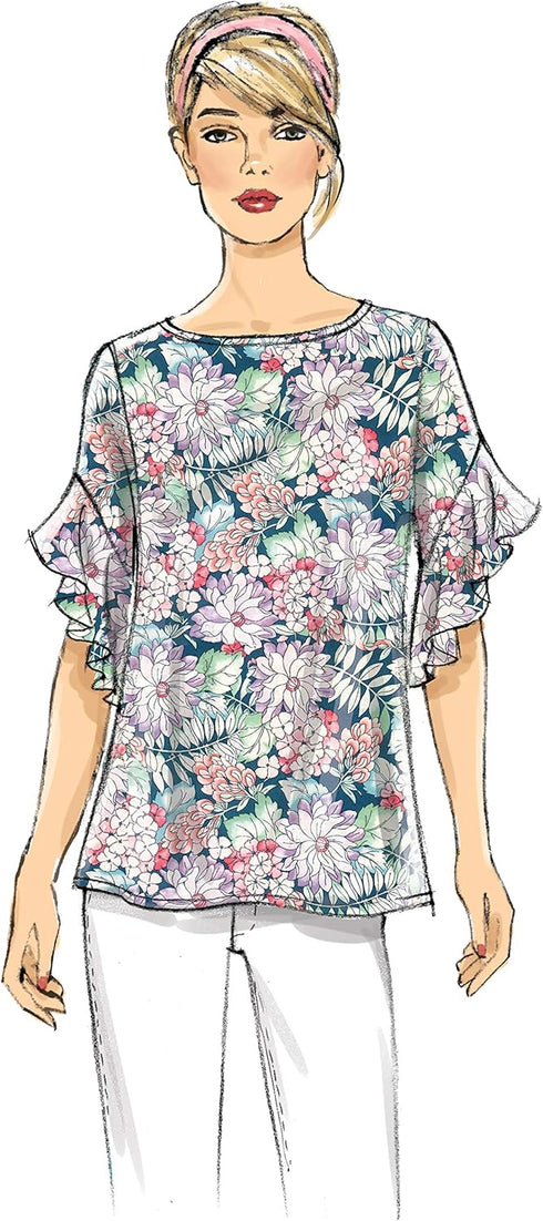 Butterick B6687Y Easy Women's Semi-Fitted Shirt Sewing Patterns, Sizes 4-14, White...