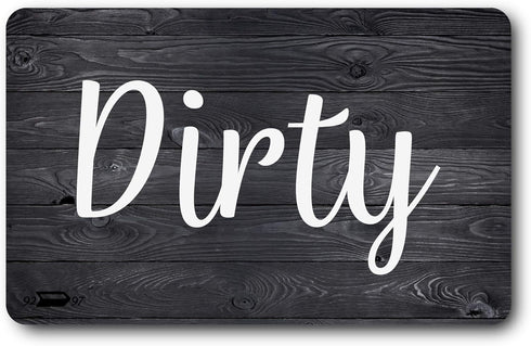 Black & White Wood Clean Dirty Magnet for Dishwasher, Reversible Dishwasher Magnet Clean Dirty Sign, Magnetic Dish Washer Sign Indicator, Rustic F...