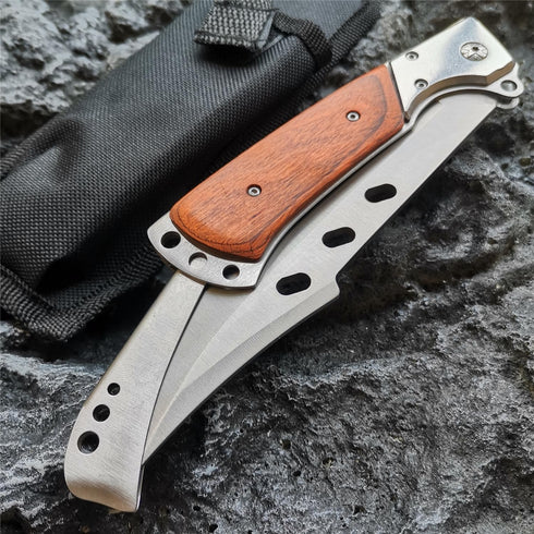 DOOM BLADE Long Blade Pocket Folding Knife - Sharp Survival Work Knives-Foldable Large Knife with Rosewood Handle,Gift for Dad Husband,for Hunting...