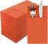 Dark Orange Napkins Hand Towels Disposable, Linen-Feel Dinner Napkins with Prefolded Built-in Flatware Pocket, Guest Paper Hand Towels For Wedding...