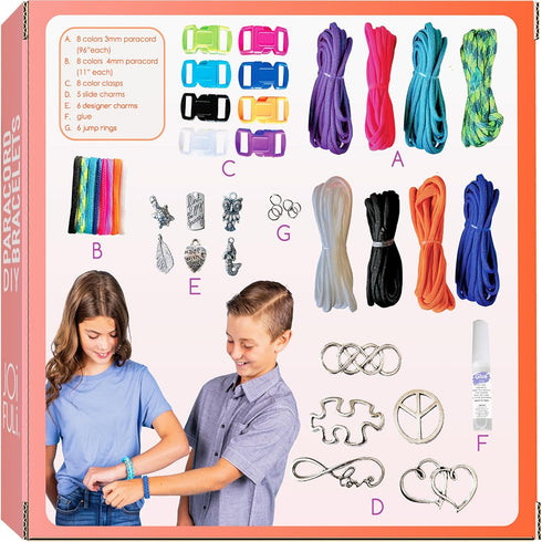 JOiFULi Make Your Own Paracord Friendship Bracelets with Charms Kit - Arts and Crafts Gifts for Girls Ages 8 9 10 11 12 Years Old and Teens...
