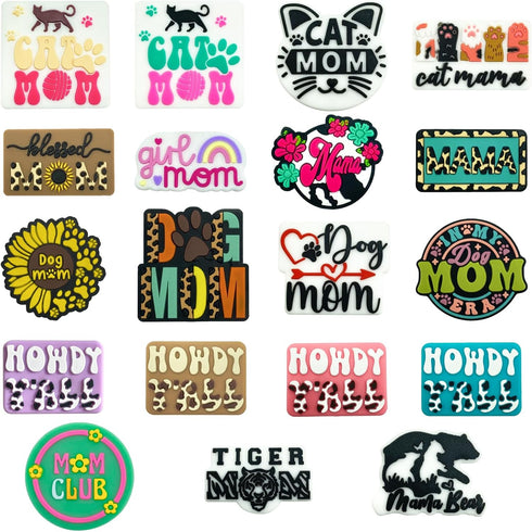 Dog Mom Silicone Focal Beads for Pens Characters Mama Club Focal Beads Silicone Charms Keychain Making Kit Assorted Silicone Shaped Beads for Bead...