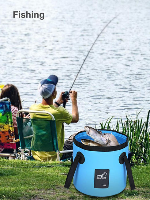 Luxtude Collapsible Bucket with Handle, 5 Gallon(20L), Portable & Ultra Lightweight Outdoor Basin Bucket, Folding Bucket for Fishing, Camping, Hik...