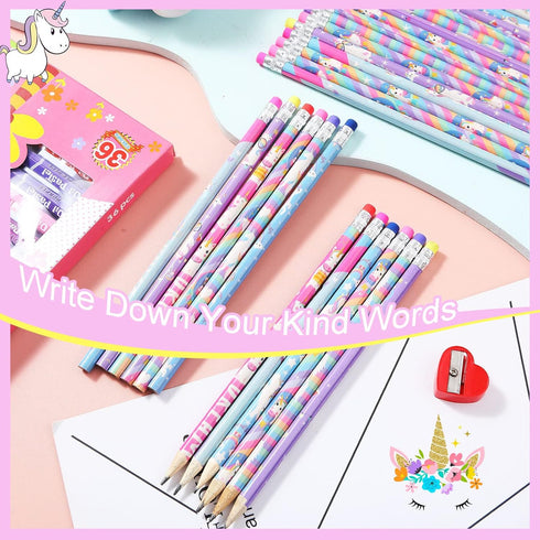 Unicorns Pencils Rainbow HB Pencils Erasable Cute Graphite Pencil Fun Pencils for Kids Unicorn Pencils Favors Unicorn Party Pencils with Erasers f...