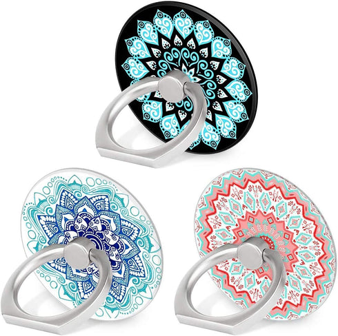 Bonoma Phone Ring Stand Holder, 3-Pack 360 Degree Rotation Universal Finger Ring Stand Compatible with Smartphones and Tablets Mandala...