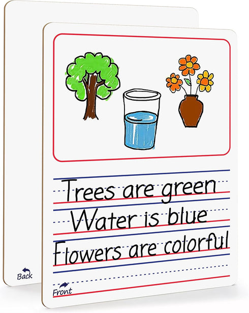 Double Sided Whiteboard 9”x12” Story Lined Dry Erase Board for Kids Writing Board Age 3-5 Practice Drawing Small White Board Teacher Elementary Gr...