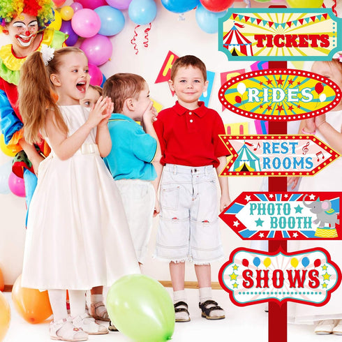 20 Pieces Circus Carnival Party Direction Signs Decor Circus Welcome Signs for Birthday Showman Themes Party Decoration Accessories...