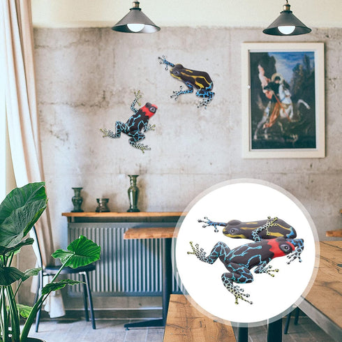 Veemoon Metal Frog Wall Decor, 2Pcs Frog Iron Wall Art Sculptures Art Frogs Wall Hanging Sculpture Decoration Outdoor Fence Art for Home Garden Be...