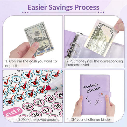 Sooez 100 Envelopes Money Saving Challenge, Savings Challenges Book with Envelopes, Flexible Saving $5050, 2600, 300, Savings Binder with 100 Pock...