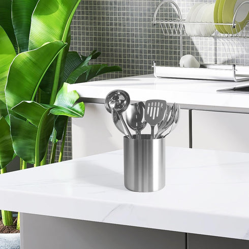 IMEEA Small Kitchen Utensil Holder for Countertop SUS304 Stainless Steel Utensil Crock for Kitchen Counter5.3 Utensil Organizer Storage Caddy...