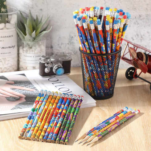 Handepo 72 Pieces Attendance Pencils with Eraser Bulk Assorted Wooden Pencils for Kids Student Carnival Prize Educational and Learning Activities ...