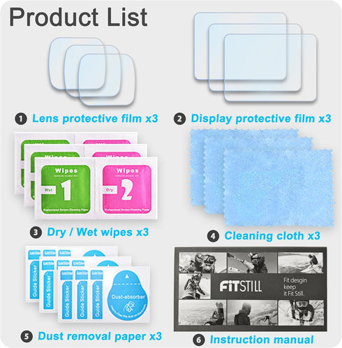 FiTSTILL 3pcs Lens Protector+3pcs LCD Screen Protector for DJI Osmo Pocket 3 Camera,0.24mm 9H Hardness Ultra-Clear Tempered Glass Film Guard Touch...