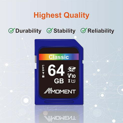 MMOMENT SDXC Card 64GB Compatible with Camera, PC, UHS-I, U1, V10, Class 10, Read Speed Up to 98 MB/s,Write Speed Up to 30MB/s...