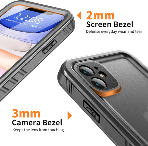 Cozycase Compatible with Waterproof iPhone 11 case, Built-in Screen Protector, Full-Body Rugged Bumper Sealed Case Cover, Shockproof Dustproof Wat...