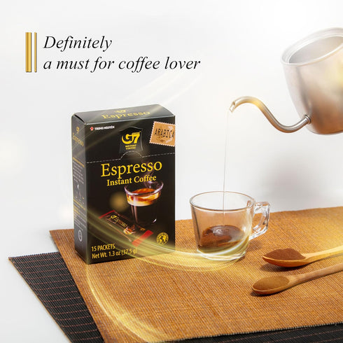 TRUNG NGUYEN G7 ESPRESSO Instant Coffee for Energy Boost - Pure Arabica Beans, Bold Taste & Gentle Aroma - Strong & Rich Vietnamese Instant Energy...
