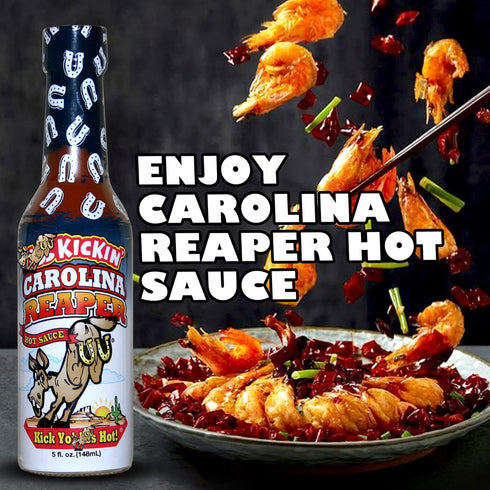 KICKIN' Carolina Reaper Hot Sauce - 5 oz - Premium Gourmet Hot Sauce for Chicken Wings and Breakfast Burritos–Perfect Stocking Stuffers or Christm...