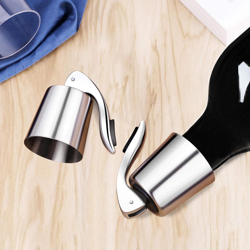 Wine Stopper - Stainless Steel Wine Bottle Stopper with Silicone Seal, Reusable Beverage Preserver, Freshness Keeper, Premium Bottle Sealers, Idea...
