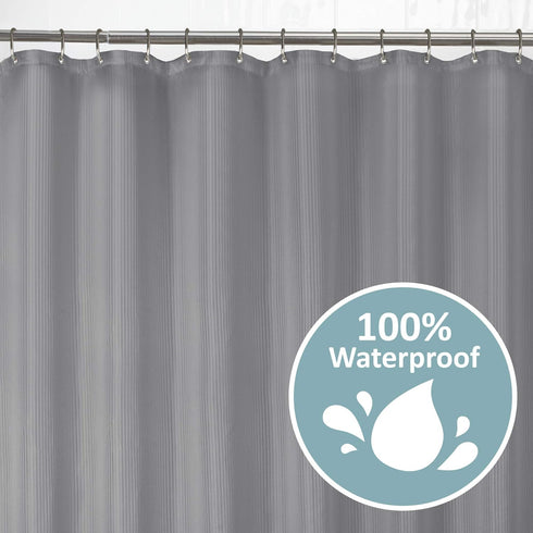 Zenna Home Ultimate Striped Waterproof Fabric Shower Curtain or Liner, 70" x 72" Grey (MSC19089)...