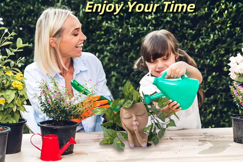 Face Planter Pots Succulent Planters, Face Flower Pot Head Planter for Indoor Outdoor Plants with Drainage Hole Cute Lady Face Plant Pots(Brown)...
