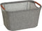 Household Essentials 623 Small Tapered Soft-Side Storage Bin with Wood Handles, Gray, Grey...
