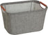 Household Essentials 623 Small Tapered Soft-Side Storage Bin with Wood Handles, Gray, Grey...