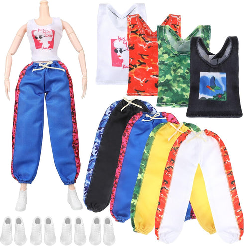 Bencailor 12 Pcs Doll Clothes and Accessories for 11.8 Inch Doll Outfits Include 4 Sets Casual Wear Clothes with 4 Pair White Shoes for Boys Girls...