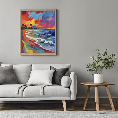 Posterizer 1 pcs- sea and beach themed oil painting style print 10-Landscape & Nature Art-Floral Botanical Art- Decor for Home & Office- unframed ...