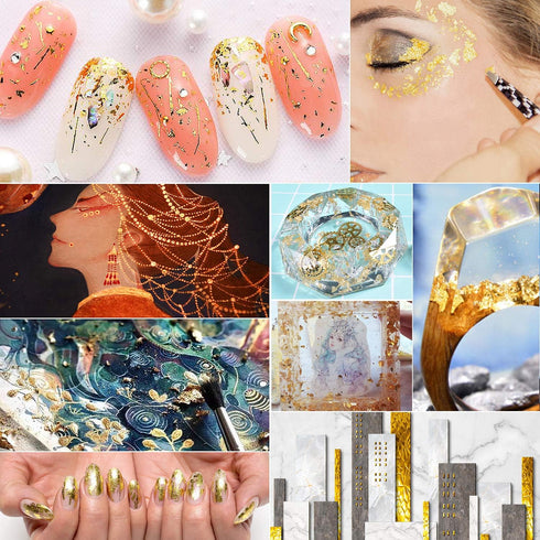 Gold Foil Flakes for Resin,3 Bottles Metallic Foil Flakes 30 Gram,YULIKTOR Imitation Gold Foil Flakes Metallic Leaf for Nails, Painting, Crafts,Sl...
