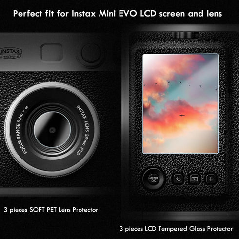 Rieibi Lens Cap & Screen Protector for Fujifilm Instax Mini EVO, Accessories for Fuji Instax Mini Evo Lens Cover with Anti-Loss String & LCD Scree...