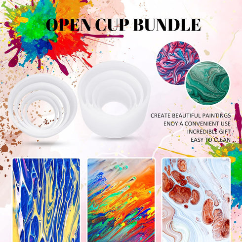 4 Pcs Open Cup Bundle for Acrylic Paint Pour Silicone Leaky Floating Open Cups Acrylic Paint Pouring Open Cups for DIY Resin Acrylic Paint, white...
