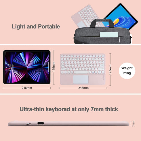 Wireless Keyboard with Touchpad,Ultra-Slim Portable Rechargeable Bluetooth Keyboard,Ipad Keyboard with Trackpad for iPad/iPad Pro and Other iOS An...