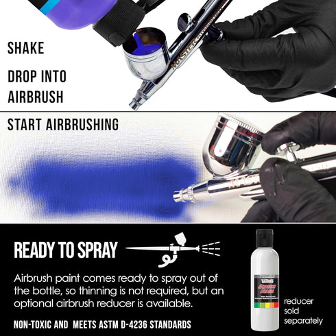 U.S. Art Supply Ready to Spray Special Effects Transparent Deep Black Acrylic Airbrush Paint - 8oz Bottle, Professional Grade Non-Toxic Water-Base...