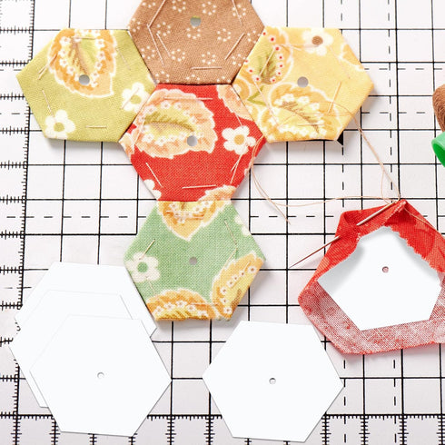 200 Count English Paper Hexagon Shapes Templates Hexagon Piecing Paper for Quilting White Paper Quilting Templates with Hole for Sewing Supplies(2...