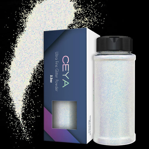 Ceya Ultra Fine White Glitter Powder 3.5oz/ 100g Magic Opal Iridescent Crafts Glitter 1/128” 0.008” 0.2mm for Slime Epoxy Resin Tumbler Jewelry Na...