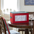 Household Essentials 540RED Holiday China Storage Chest with Lid and Handles, Cocktail Glasses and Red Canvas with Green Trim...