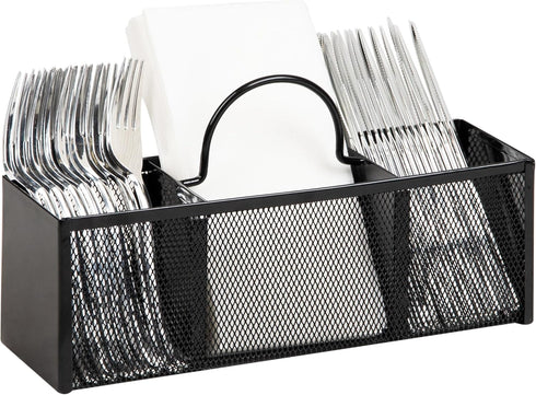 Mind Reader Utensil Dispenser, Silverware Organizer, Cutlery Countertop Organizer, Metal Mesh, 12"L x 3.5"W x 5.5"H, Black...