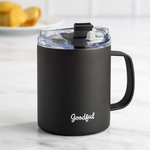 Goodful Travel Mug, Stainless Steel Insulated, Double Wall Vacuum Sealed Coffee Cup with Leak Proof Lid, 14 Ounce, Gray...