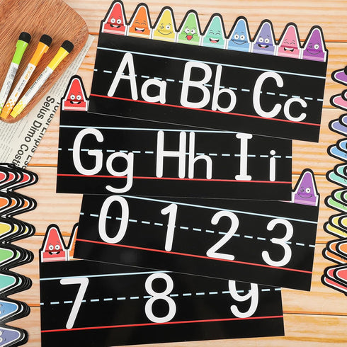 12 Pcs Alphabet Bulletin Board Set?Alphabet Poster Number 0-9 Line ABC Letters for Preschool Kindergarten Classroom Wall Decor (Crayon)...