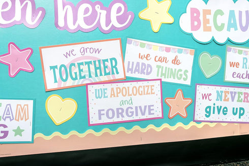 Teacher Created Resources Pastel Pop Amazing Things Happen Here Bulletin Board (TCR8413)...