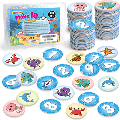 Math Games,100 Math Facts Flash Card Addition and Subtraction Games,Math Manipulatives Kindergarten 1st 2nd Grade Classroom Must Have,Counting Edu...